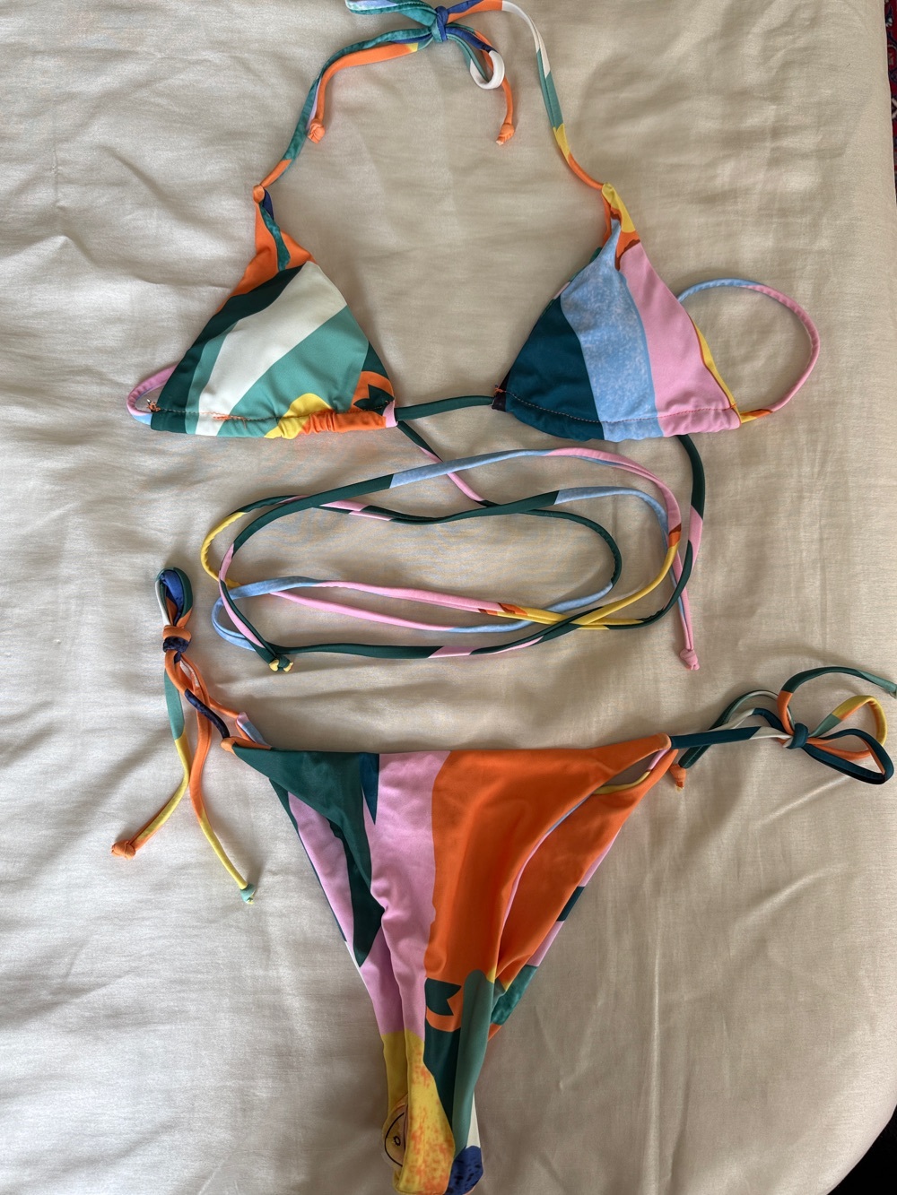 Colorful Abstract Triangle Bikini Set - Multicolor